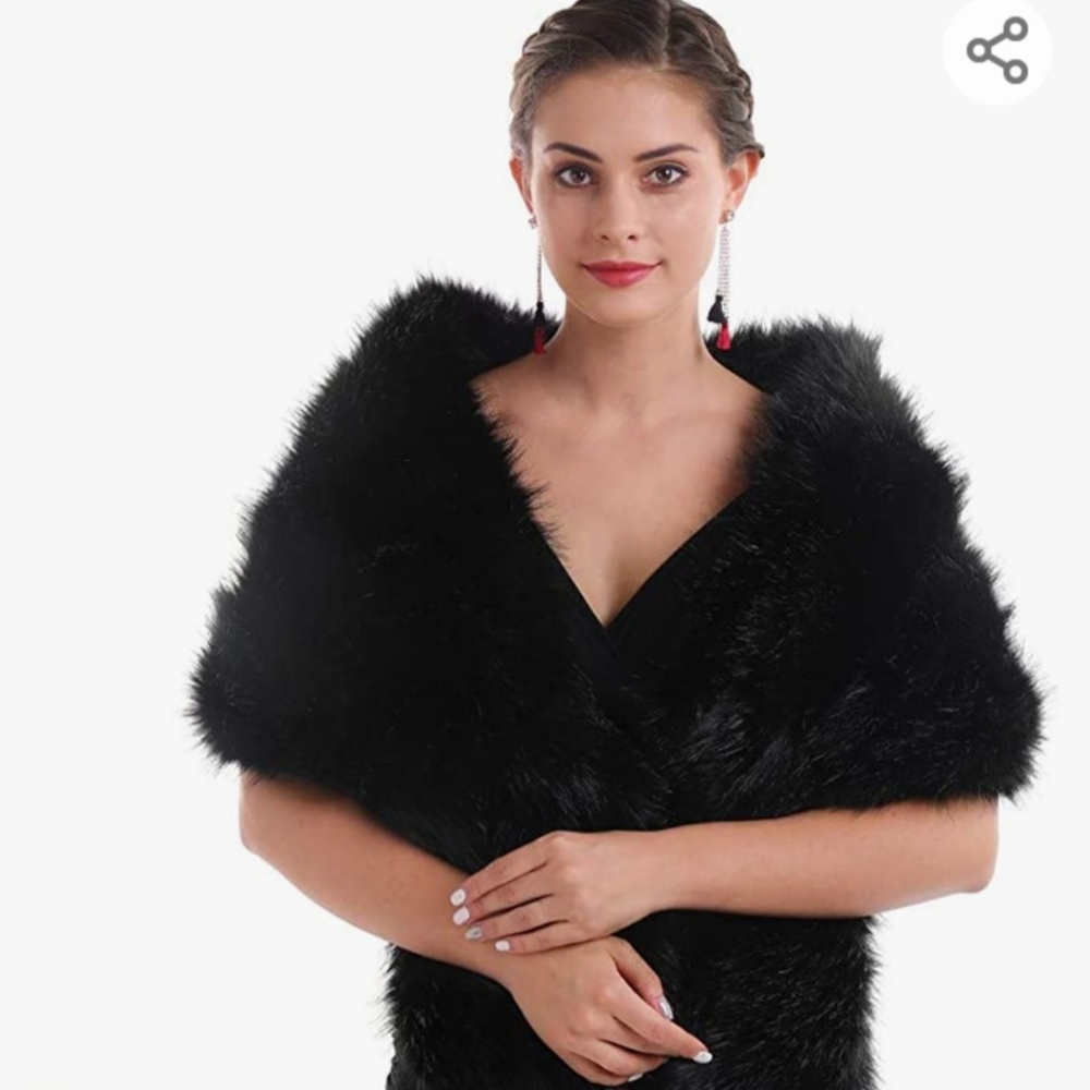 Black Faux Fur Shawl